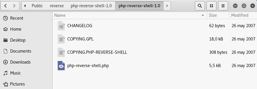 Contenido del fichero comprimido php-reverse-shell-1.0.tar.gz